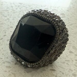 Trendy Boutique Black and Silver Statement Ring